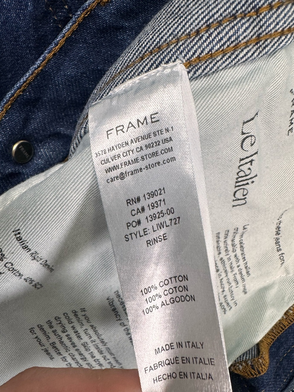 FRAME Le Italien Wide Leg Jeans in Color Rinse Wash, High Rise Dark Denim, 26 - Picture 11 of 16